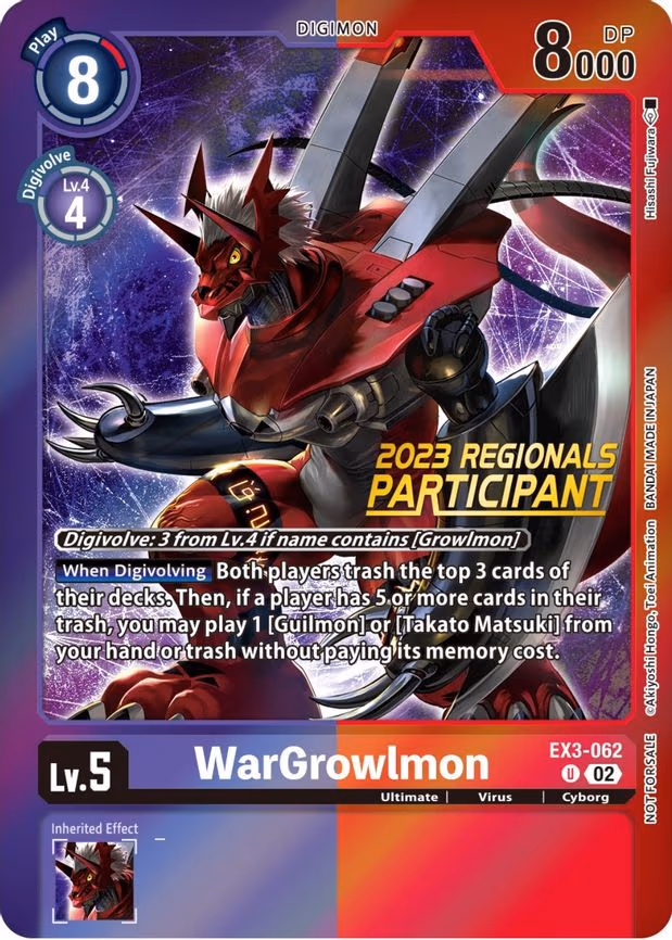 WarGrowlmon (2023 Regionals Participant) trading card